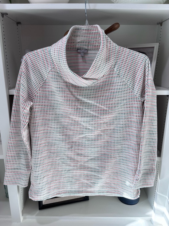 Talbots Sweaters - Talbots Women’s Cream Cowl Neck Sweater with Subtle Pink & Blue Accent M Petite